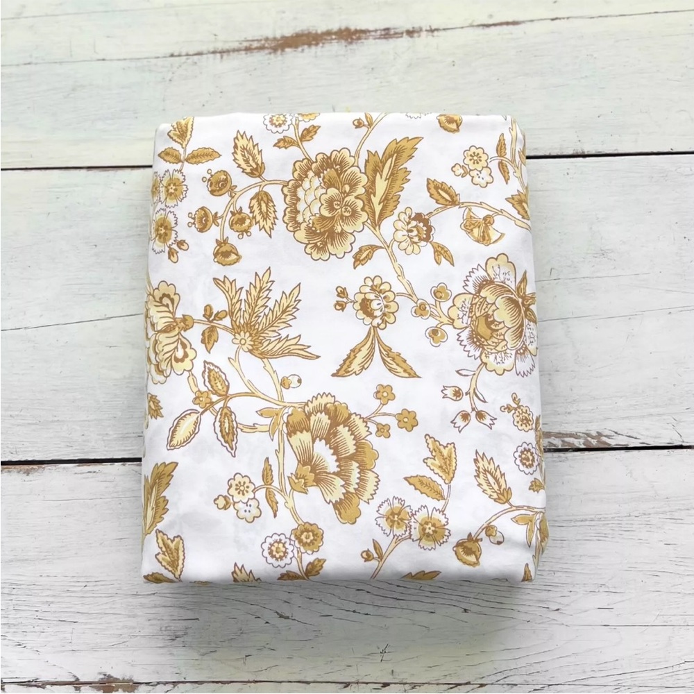 GARNET HILL Palampore PIMA COTTON Floral KING Duvet Cover Gold Wheat Yellow SOFT - Picture 3 of 7